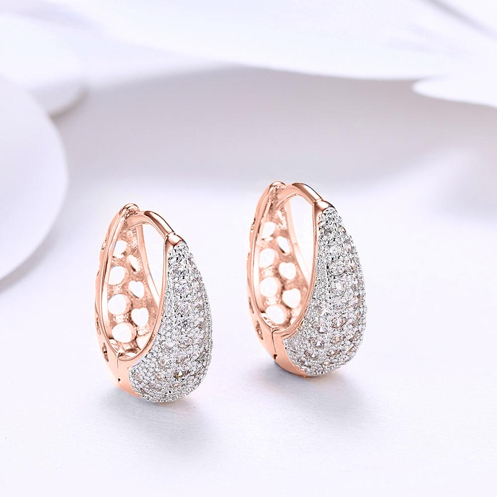 Austrian Crystal Micro-Pav'e Pear Shaped Teardrop Huggies Set in 18K Gold - 3 Finishes ITALY Design Elsy Style Earring