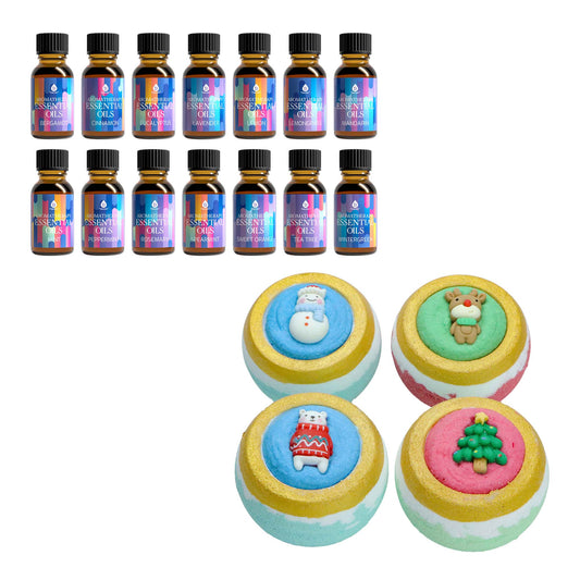 Holiday Bliss Gift Set: Aromatherapy Bath Bombs & Essential Oils