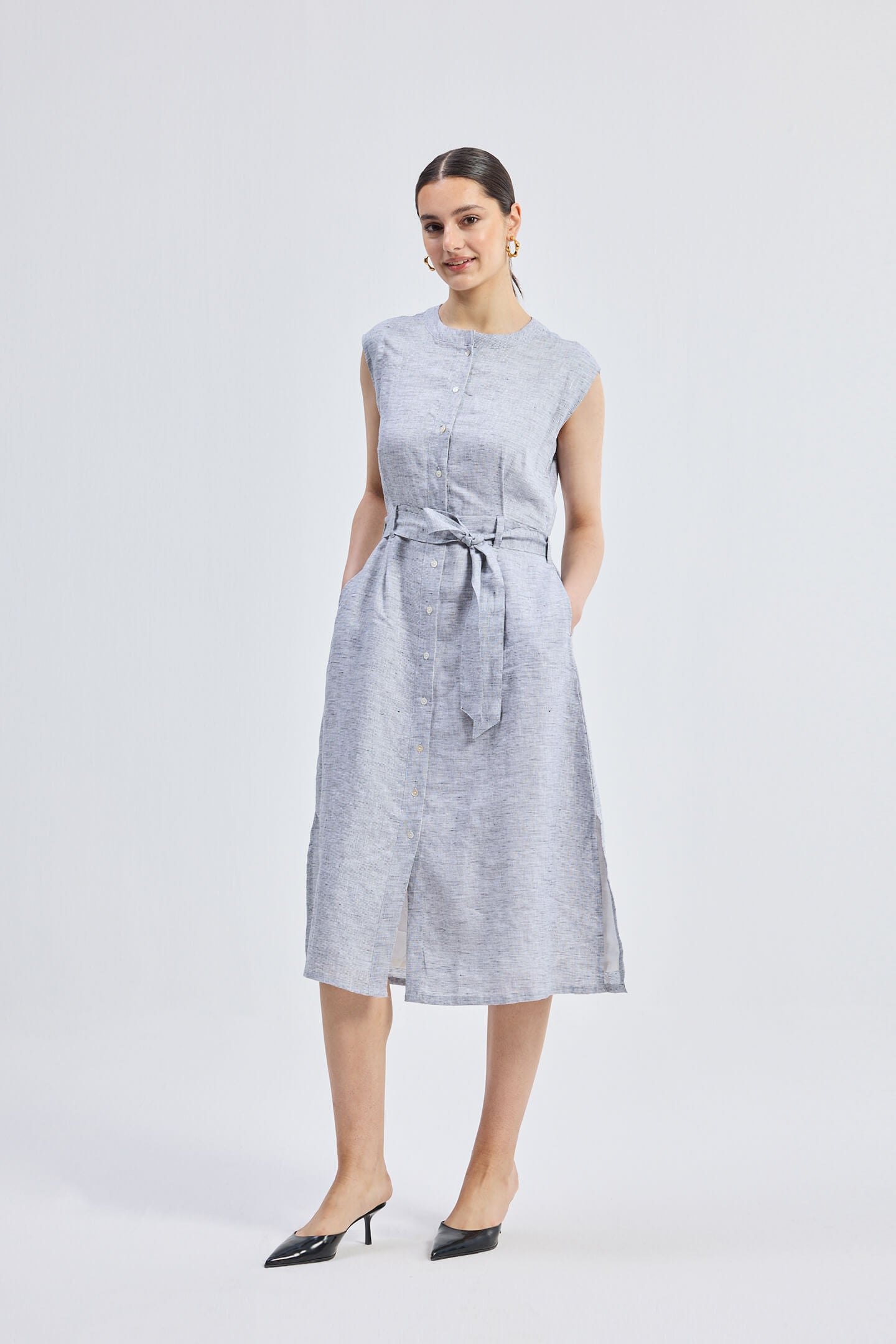 Back Cut Out Linen Dress