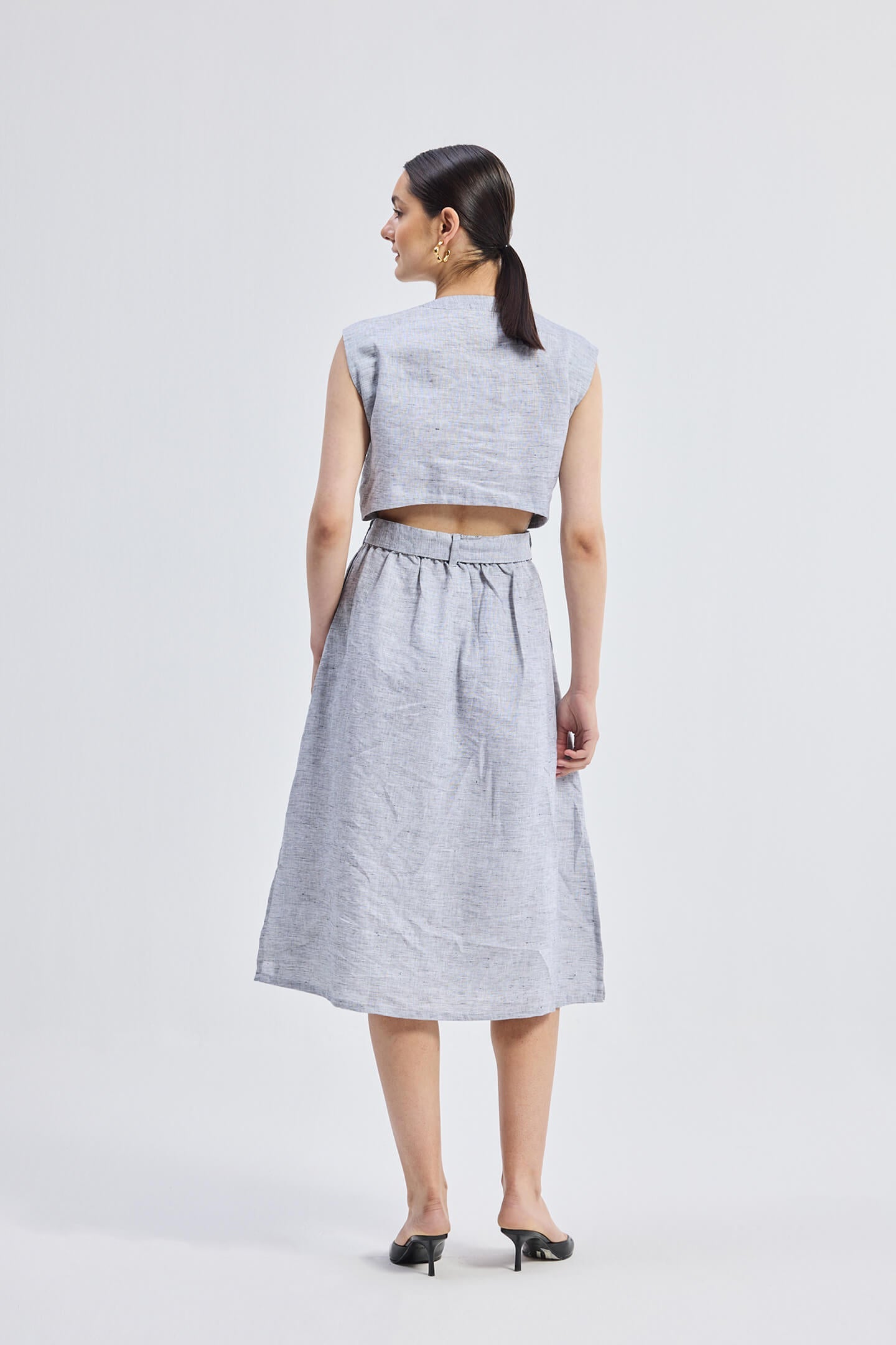 Back Cut Out Linen Dress