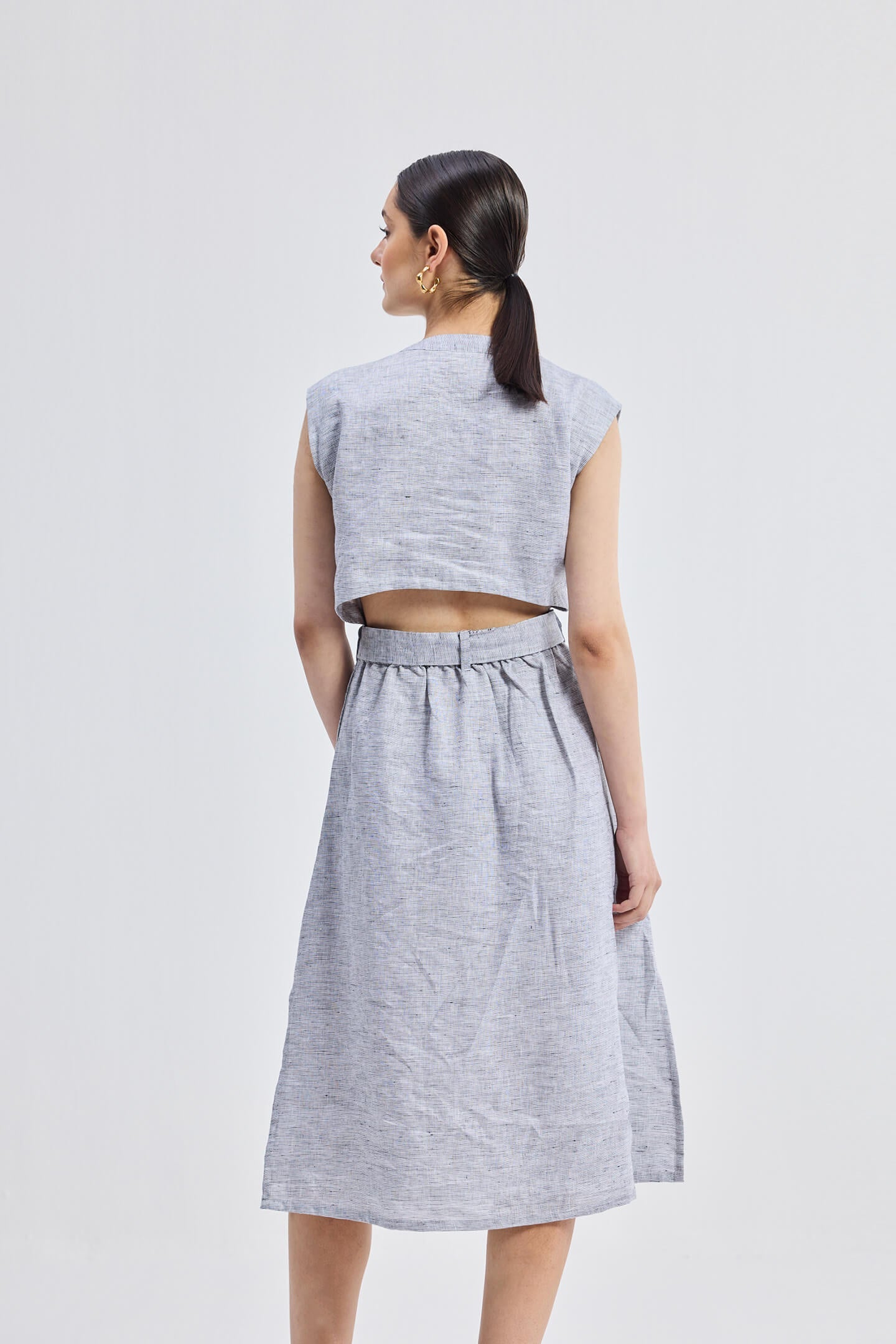 Back Cut Out Linen Dress
