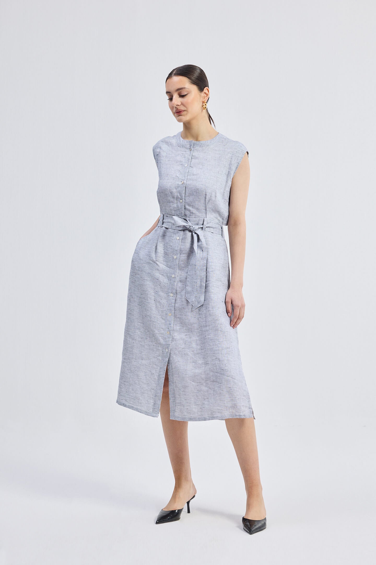Back Cut Out Linen Dress