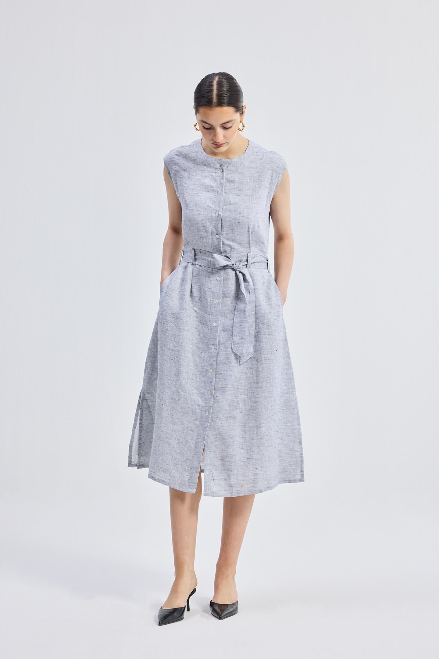 Back Cut Out Linen Dress