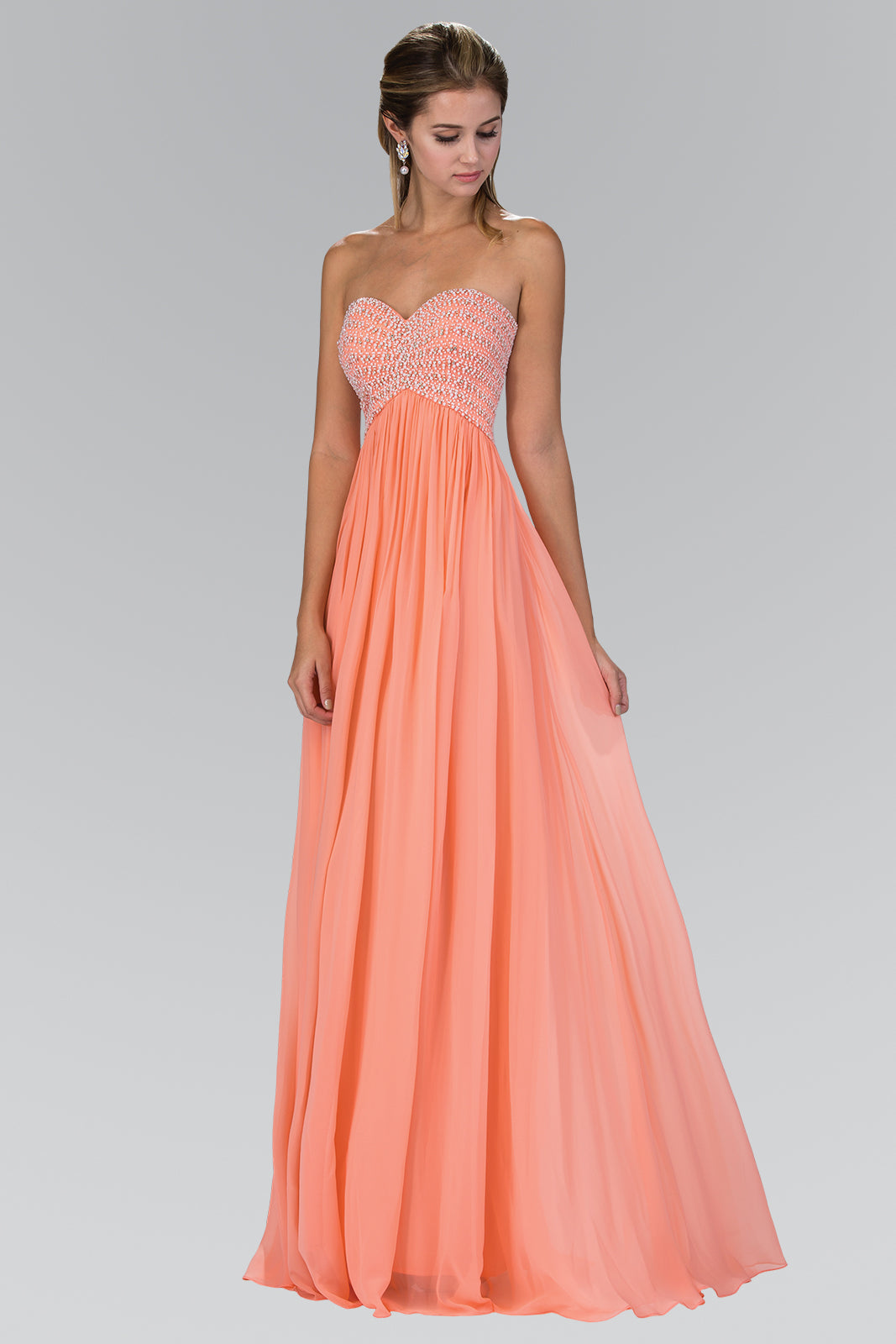 Beaded Bodice Strapless Floor Length Prom Dress GLGL2148 Elsy Style PROM