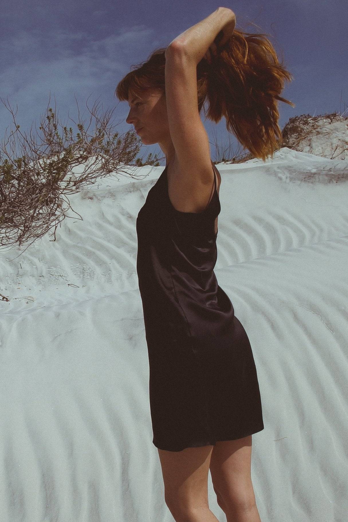 Vela Silk Dress in Jet Black