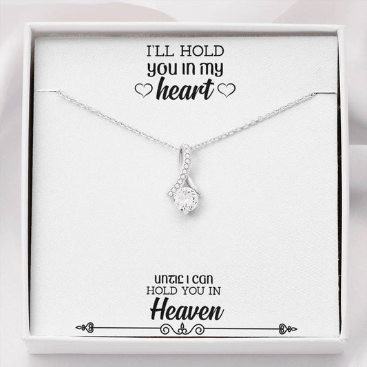 CARD#60-i_will_have_you_in_my_heart_text 18K White Gold Plated Ribbon Love Necklace made with  Crystals Elsy Style Jewelry