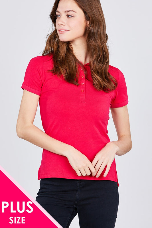 Classic Jersey Spandex Polo Top 1XL