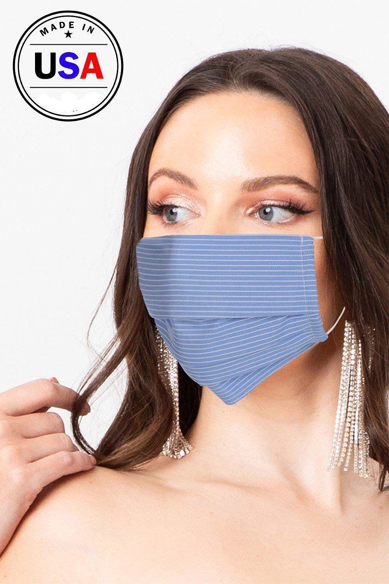 Made In Usa Unisex Fashionable, Reusable Washable, Cool Breathable Fabric Face Mask Blue