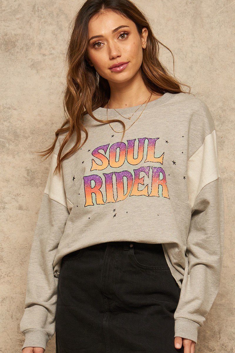 A French Terry Knit Graphic Sweatshirt L
