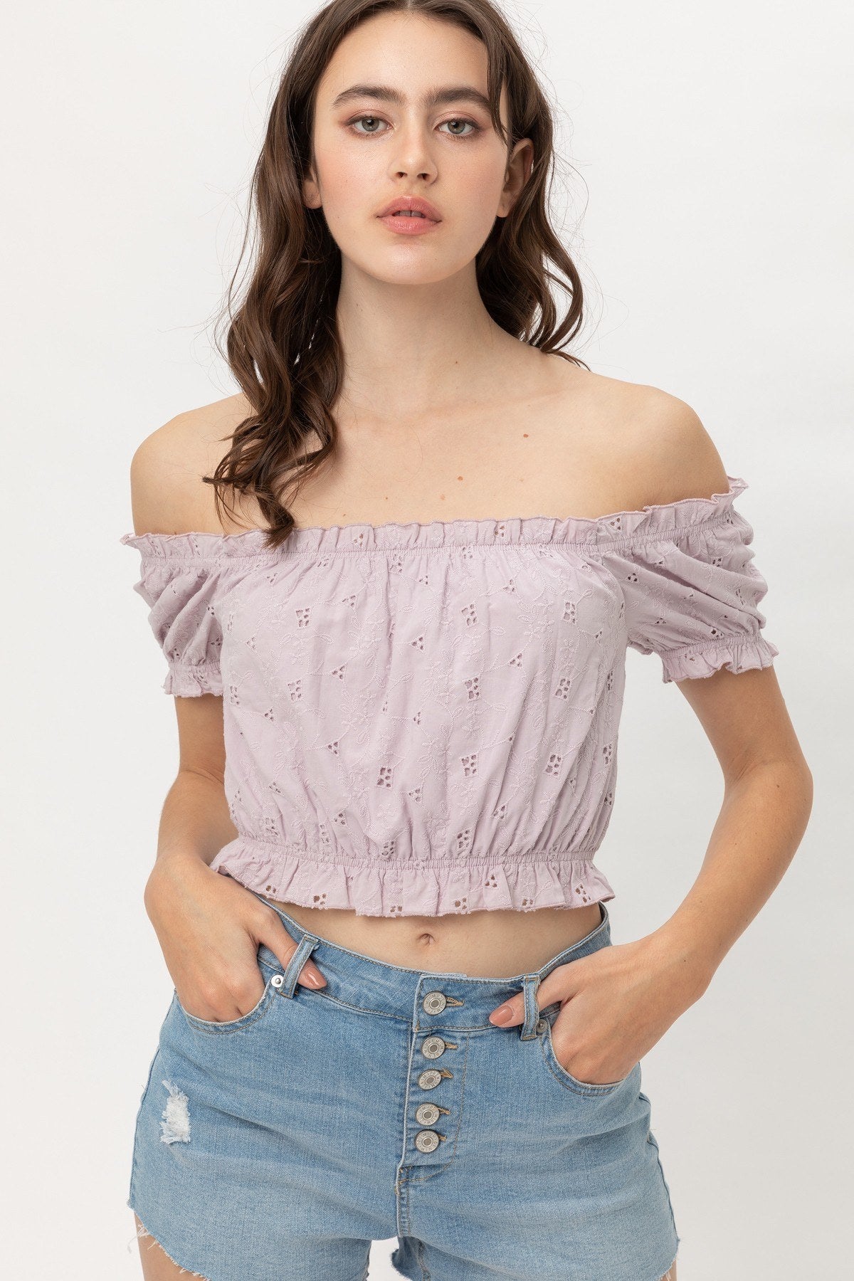 Off Shoulder, Cropped Top Puff Sleeve L