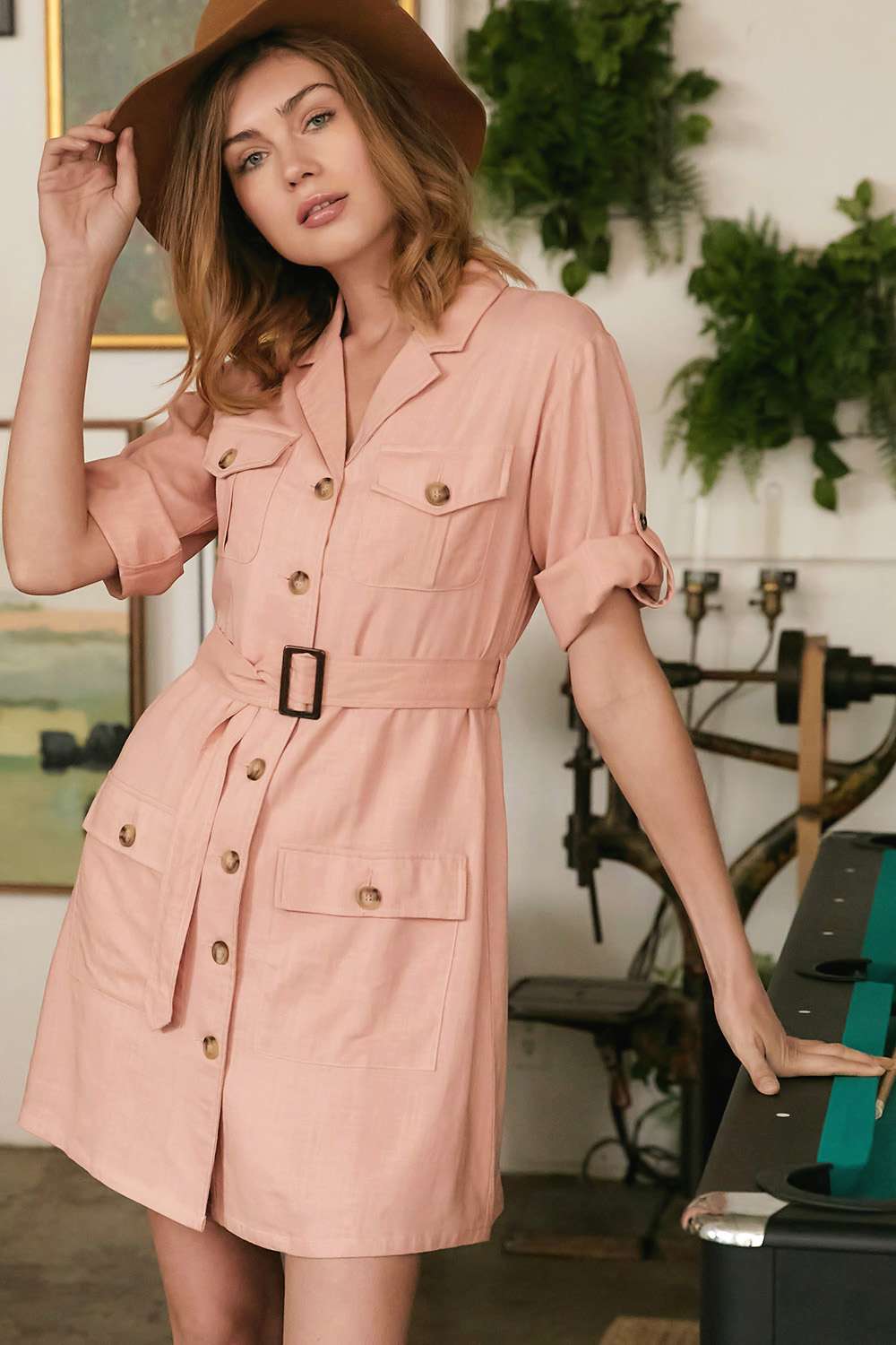 Drop Shoulder With Saist Tie Belted Dress L