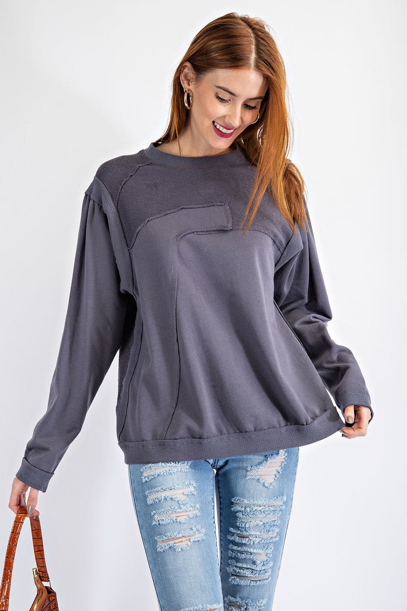 Terry Knit Loose Fit Pullover M