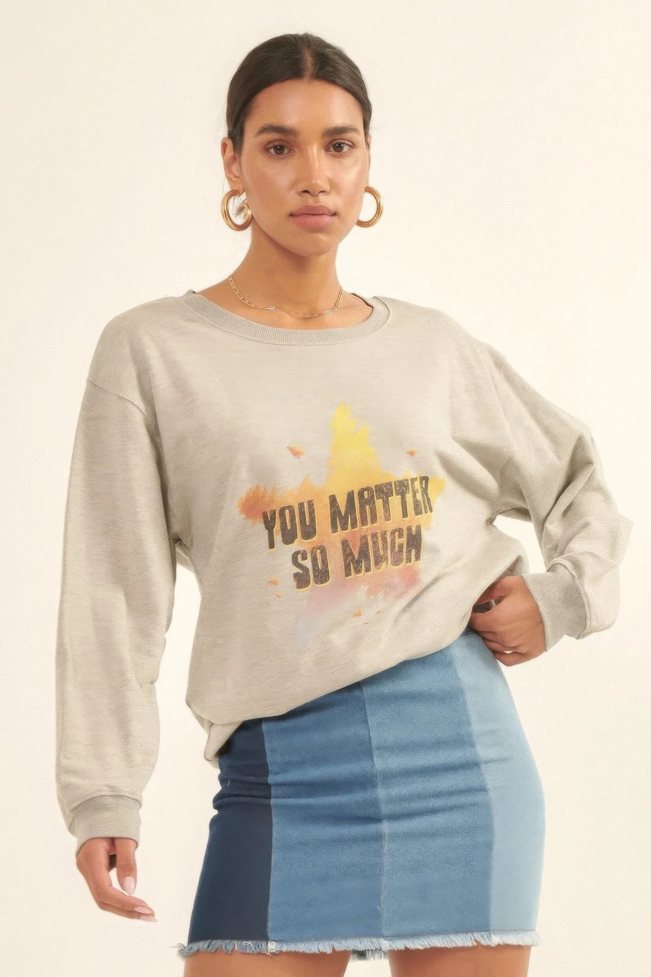 Vintage-style, Multicolor Star French Terry Knit Graphic Sweatshirt L