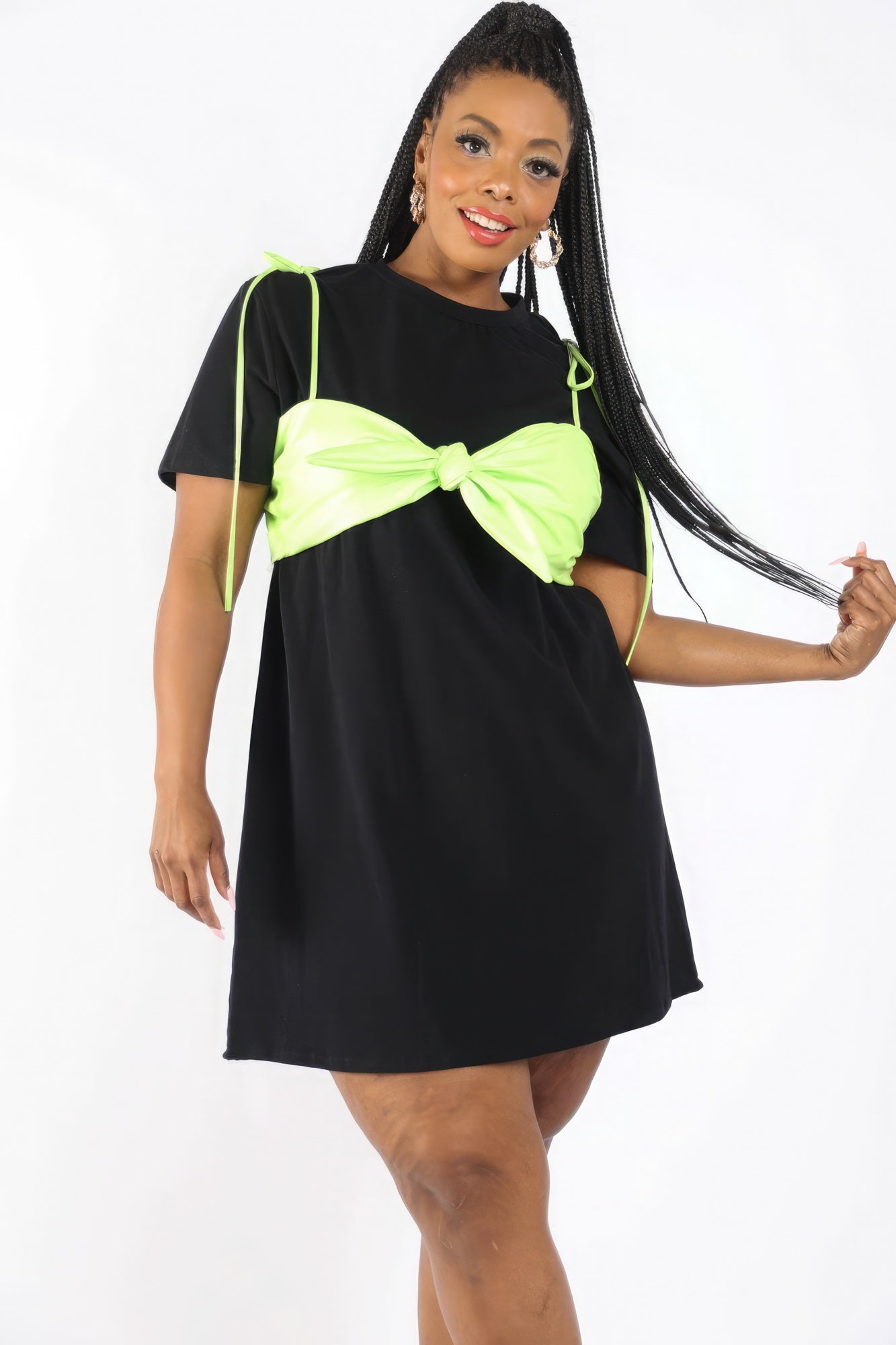 Matte Pu Bra Overlay T Shirt Dress 3XL