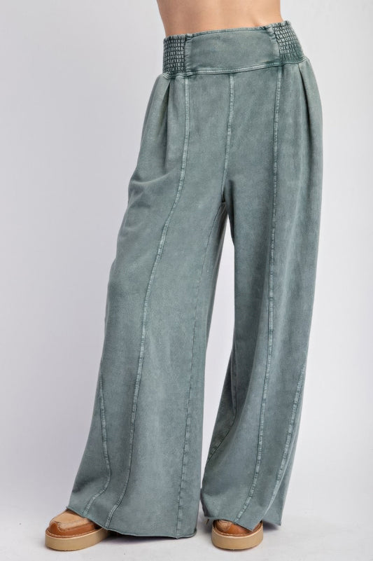 Mineral washed terry knit pants L