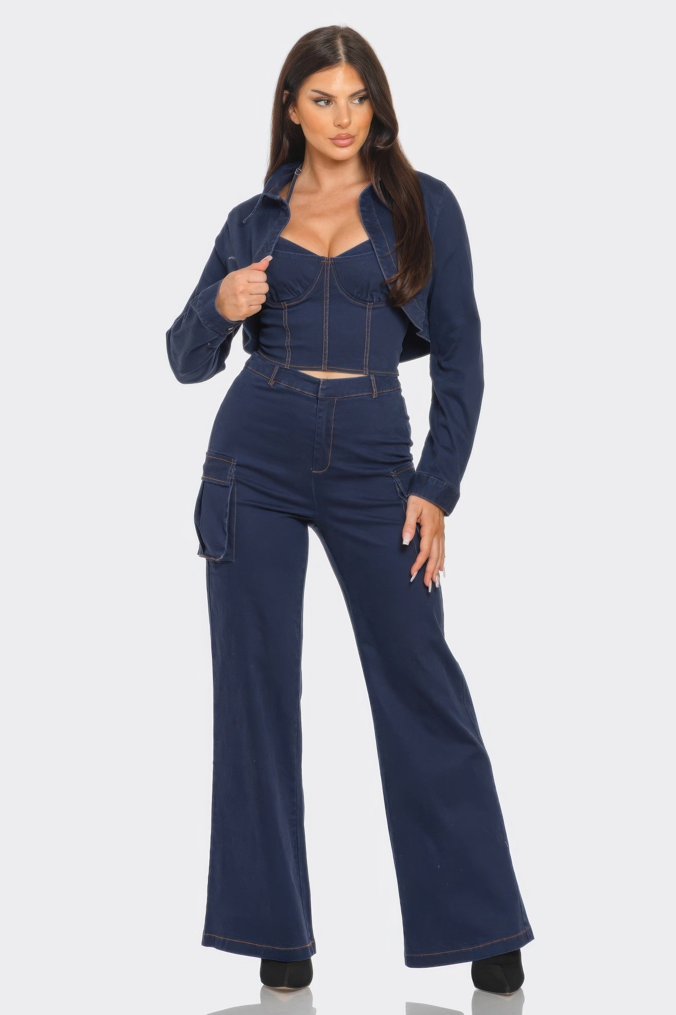 Crop Jacket 3pcs Set L