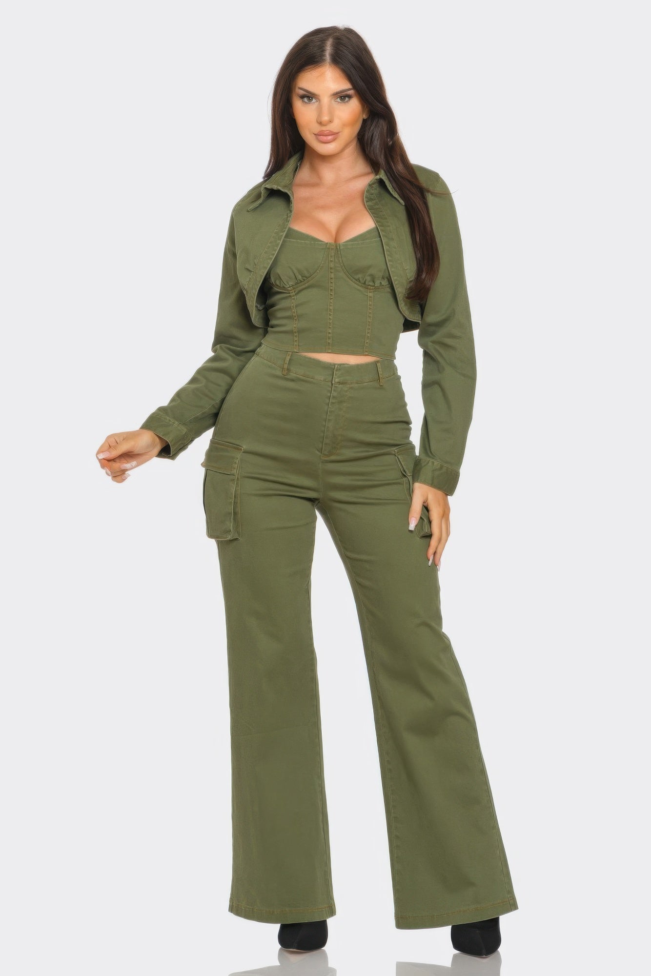 Crop Jacket 3pcs Set L
