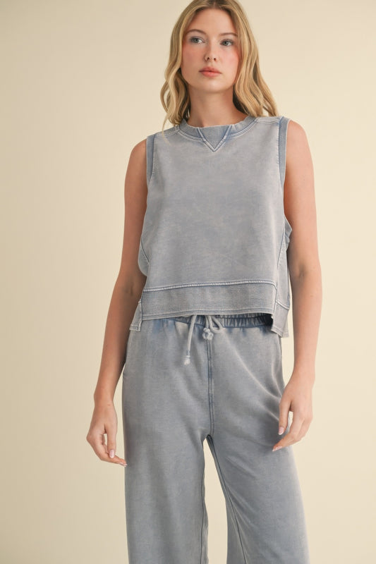 Mineral Wash Sleeveless Top L