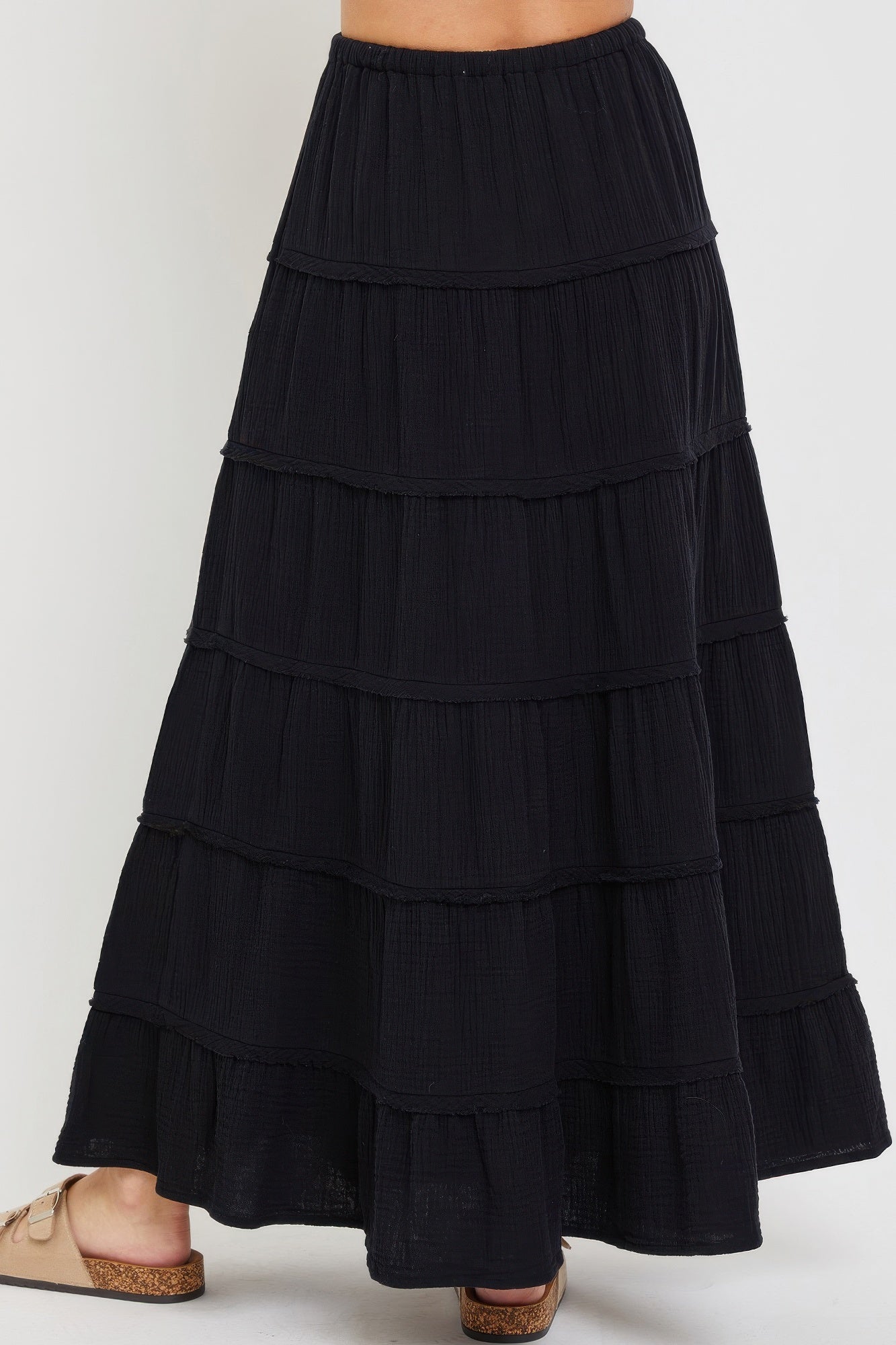 Cotton Gauze Tiered Maxi Skirt