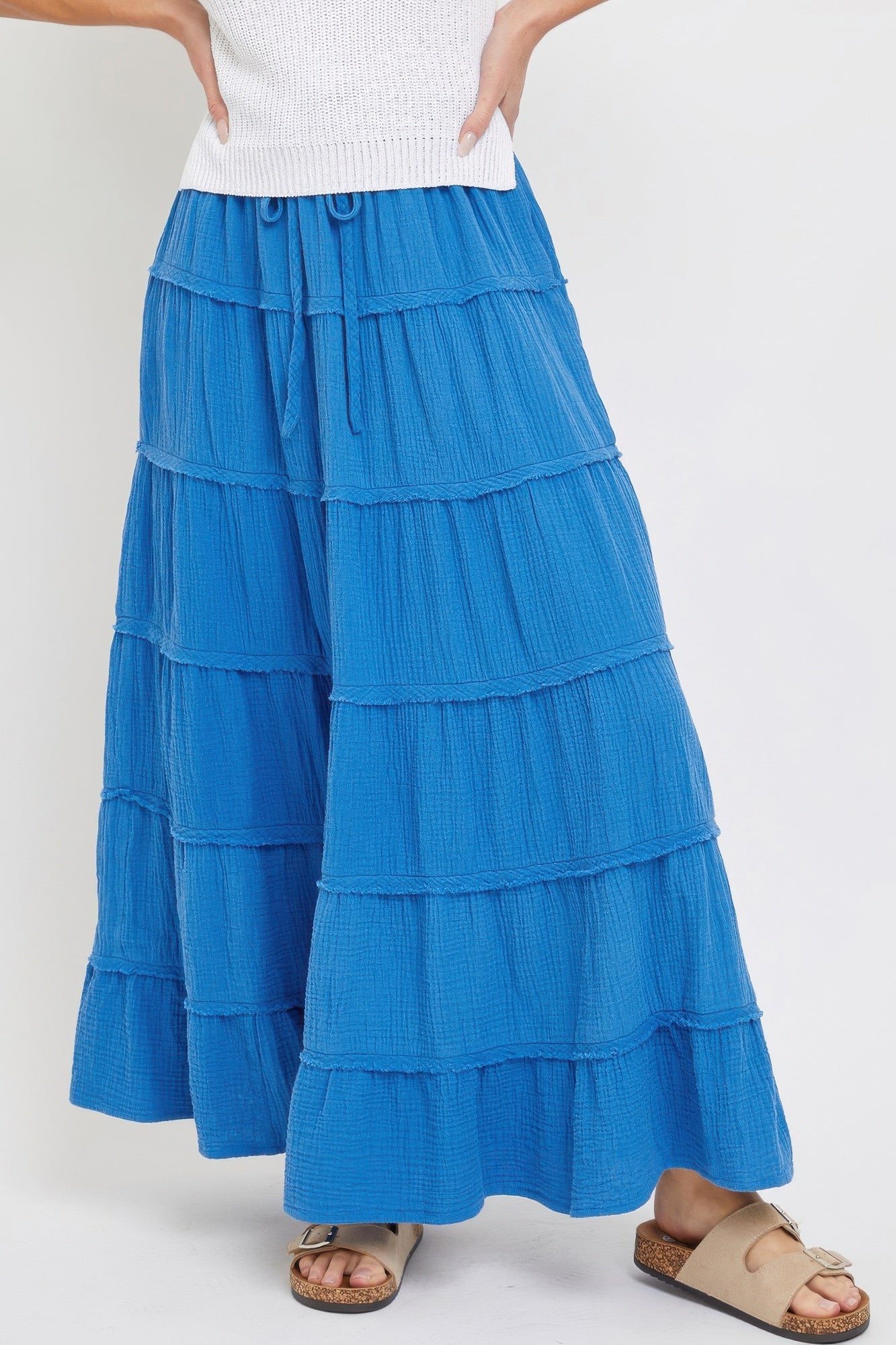 Cotton Gauze Tiered Maxi Skirt