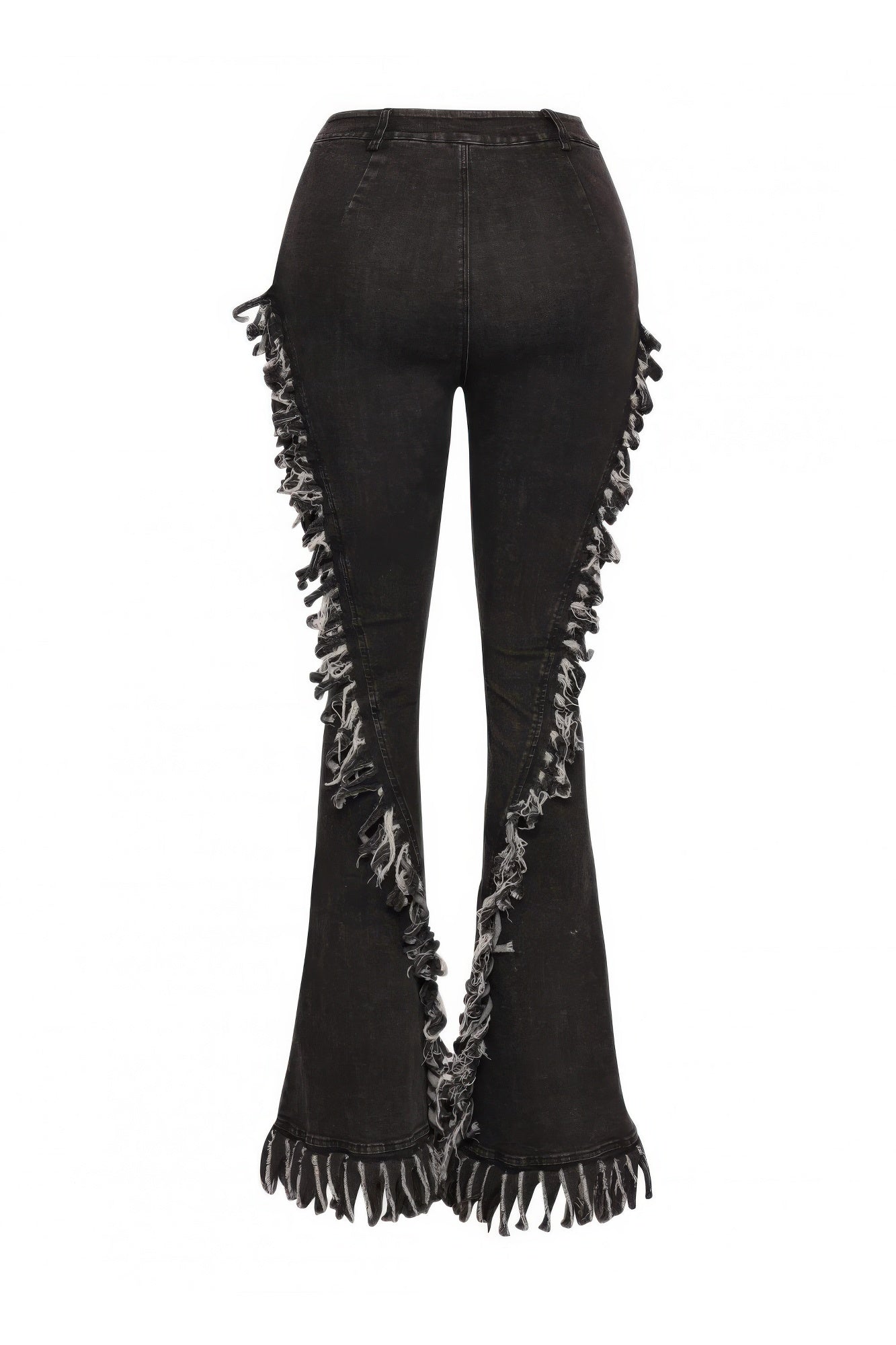 Distressed Fringe Denim Flared Pant