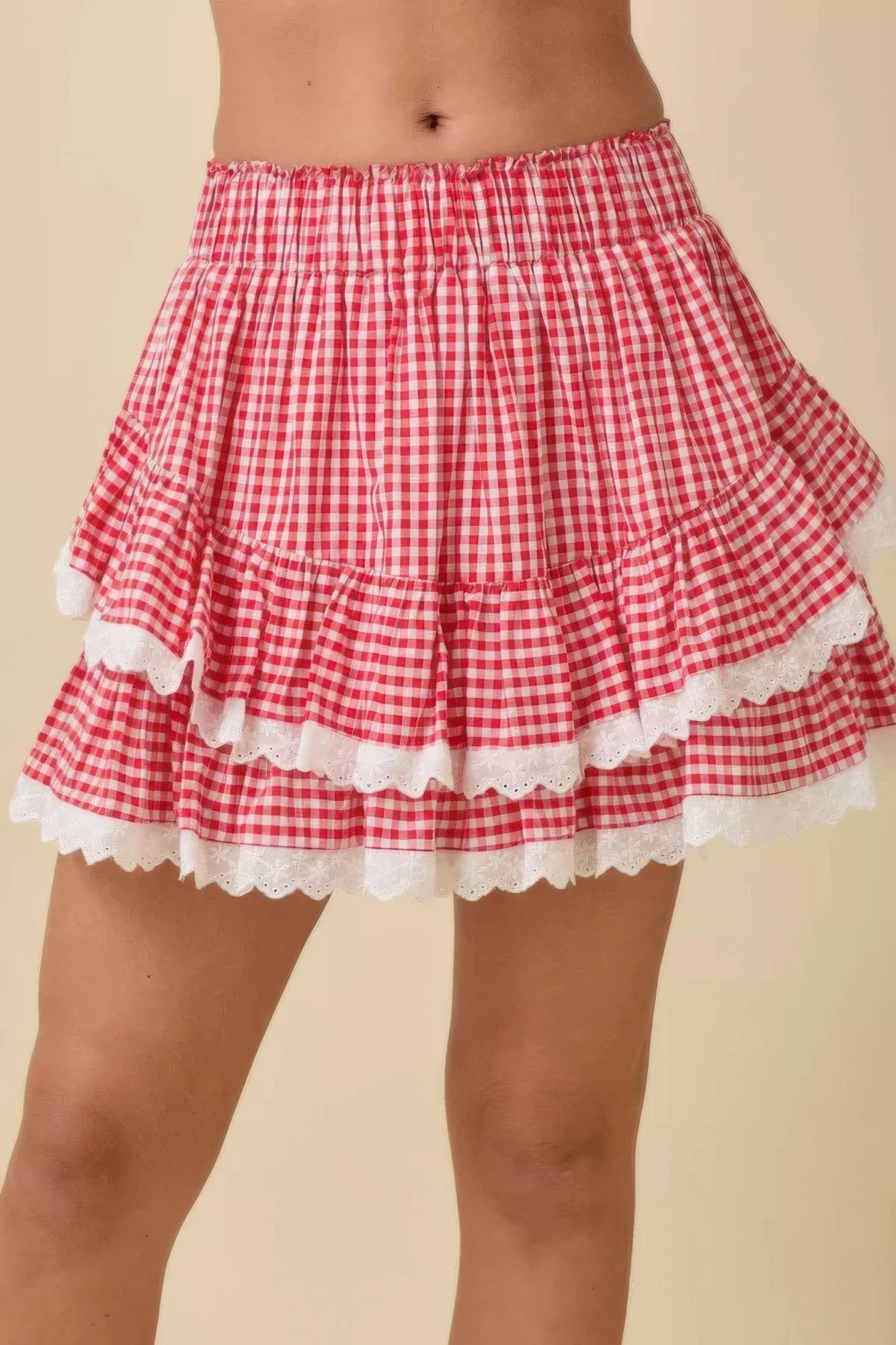 Gingham Ruffle Skort With Eyelet Ruffle L
