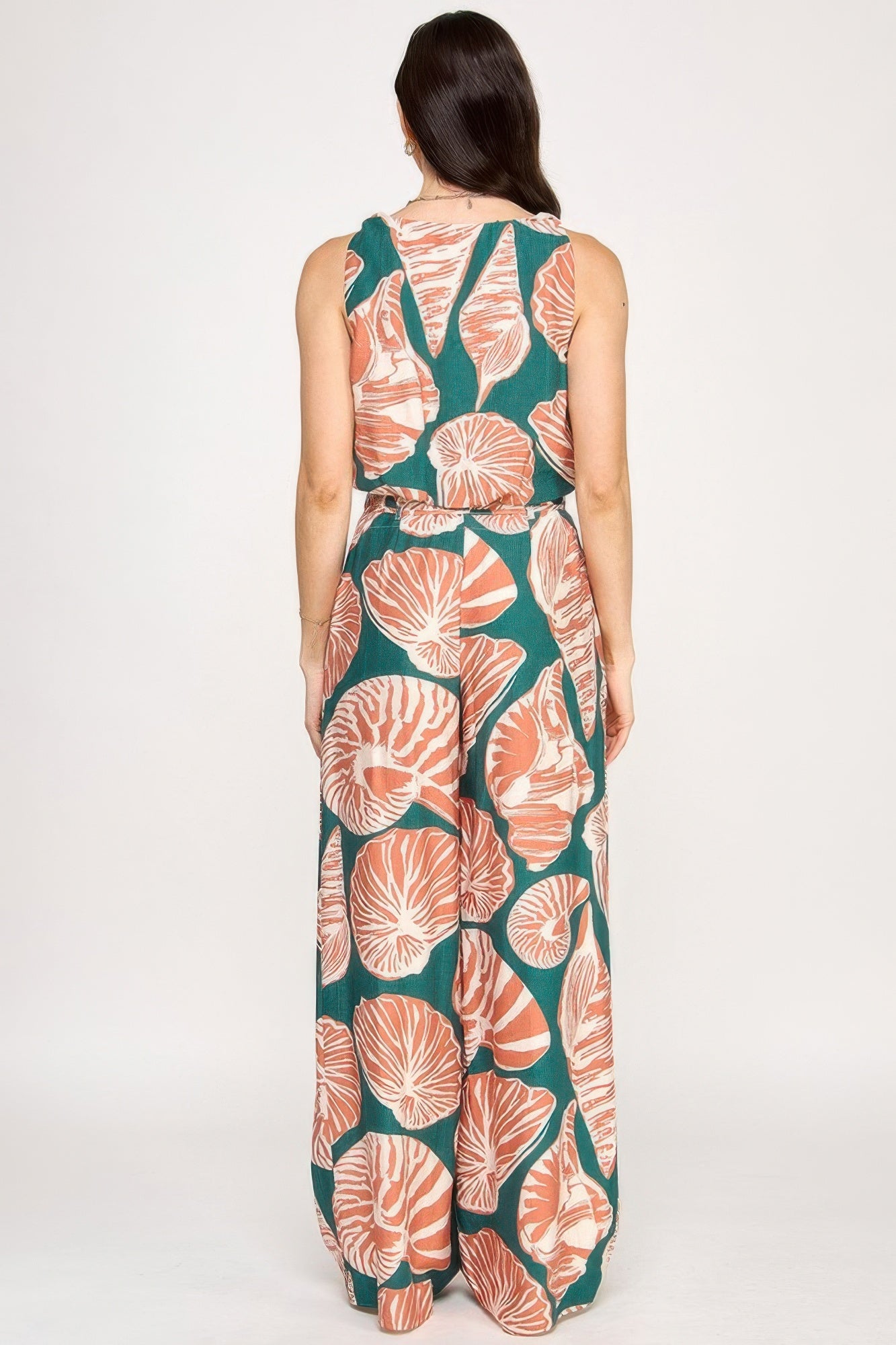 Printed Sleeveless Bubble Hem Top And Paper Bag Waist Pants Set