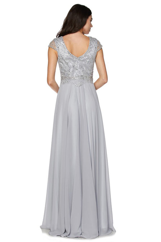 Cap Sleeves Embellished Bodice Long Mother Of The Bride Dress JT657 Sale Elsy Style Mother of the Bride Dress