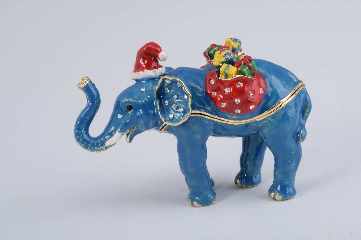 Christmas Elephant bearing gifts and presents