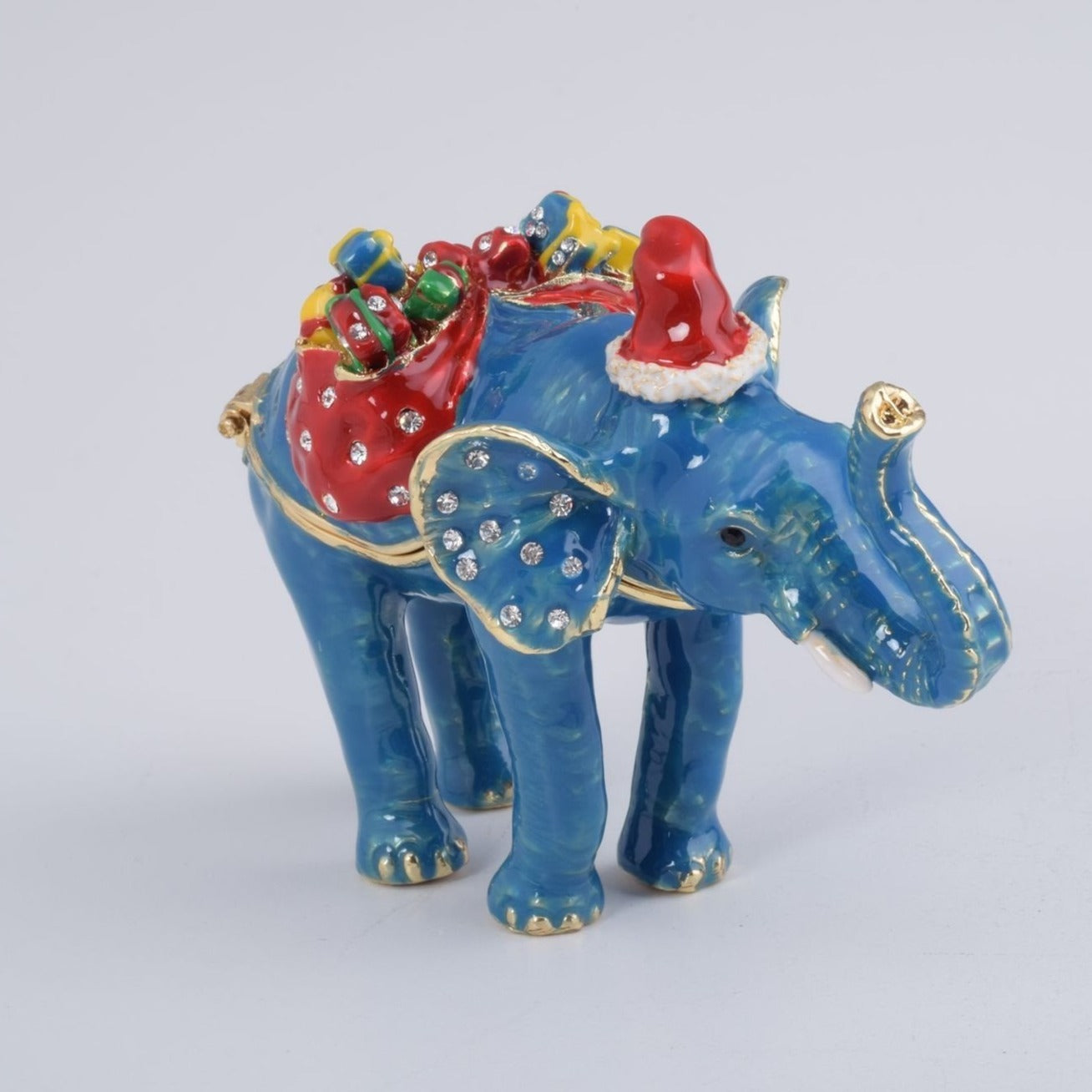Christmas Elephant bearing gifts and presents