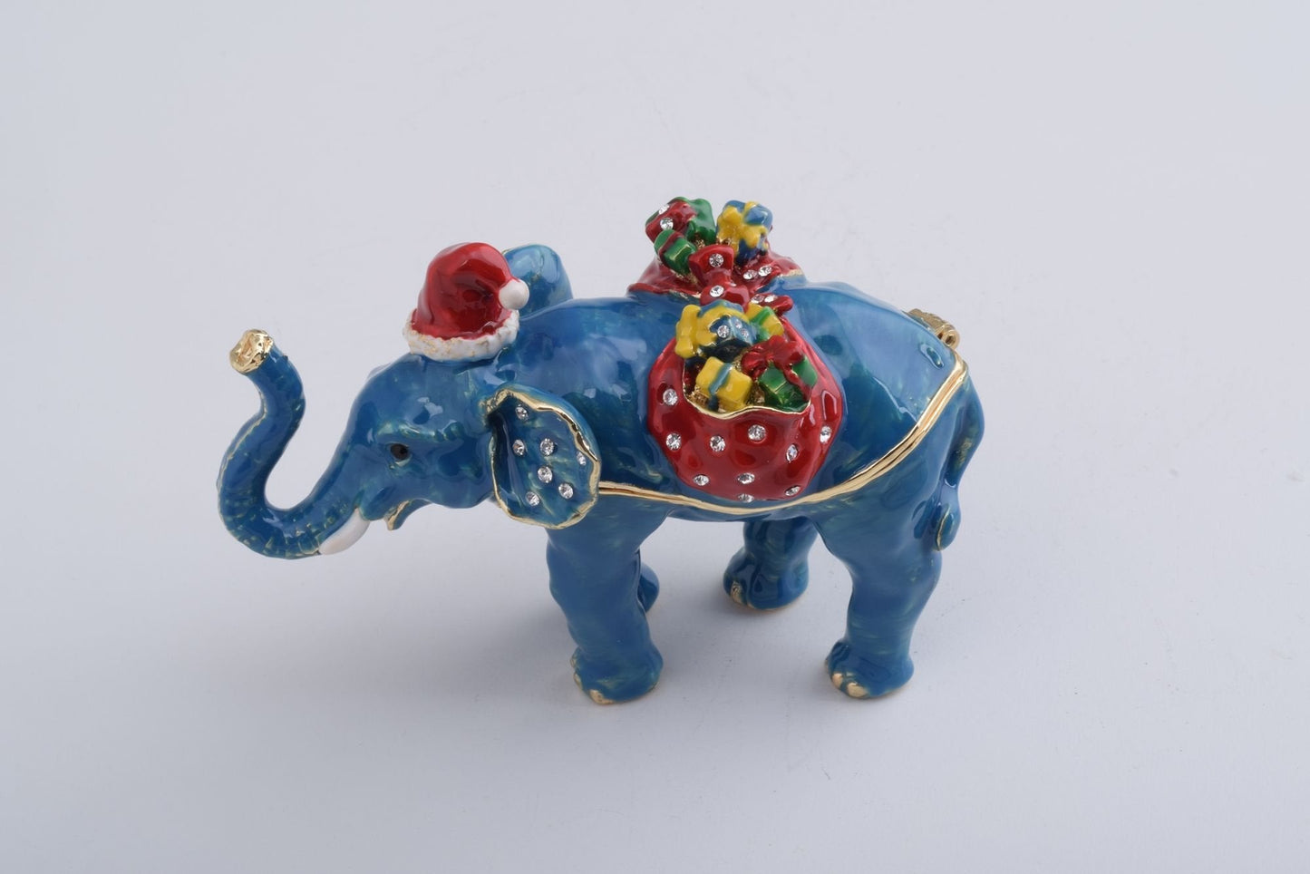 Christmas Elephant bearing gifts and presents