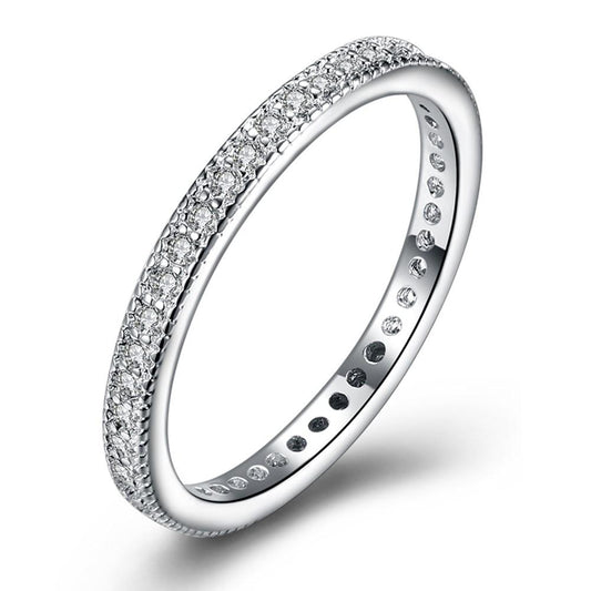 Classic  Crystal Wedding Band Ring Set in 18K White Gold Plated Elsy Style Rings