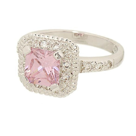Classic Engagement Style Pink Princess Cut Ring Elsy Style Ring