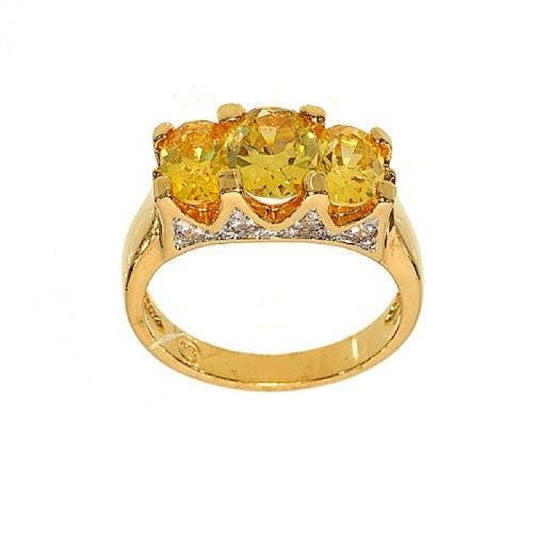 Contemporary Two Tone Side Crown Effect Oval Cut Bright Yellow Ring Elsy Style Ring