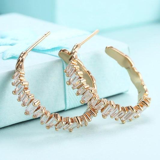 Crystal Abstract Crystal Dust Earrings Set in 18K Gold Elsy Style Earring
