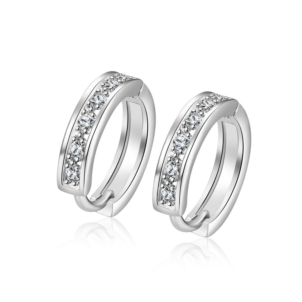 Crystal Pave Huggie Earring in 18K White Gold Plated Elsy Style Earring