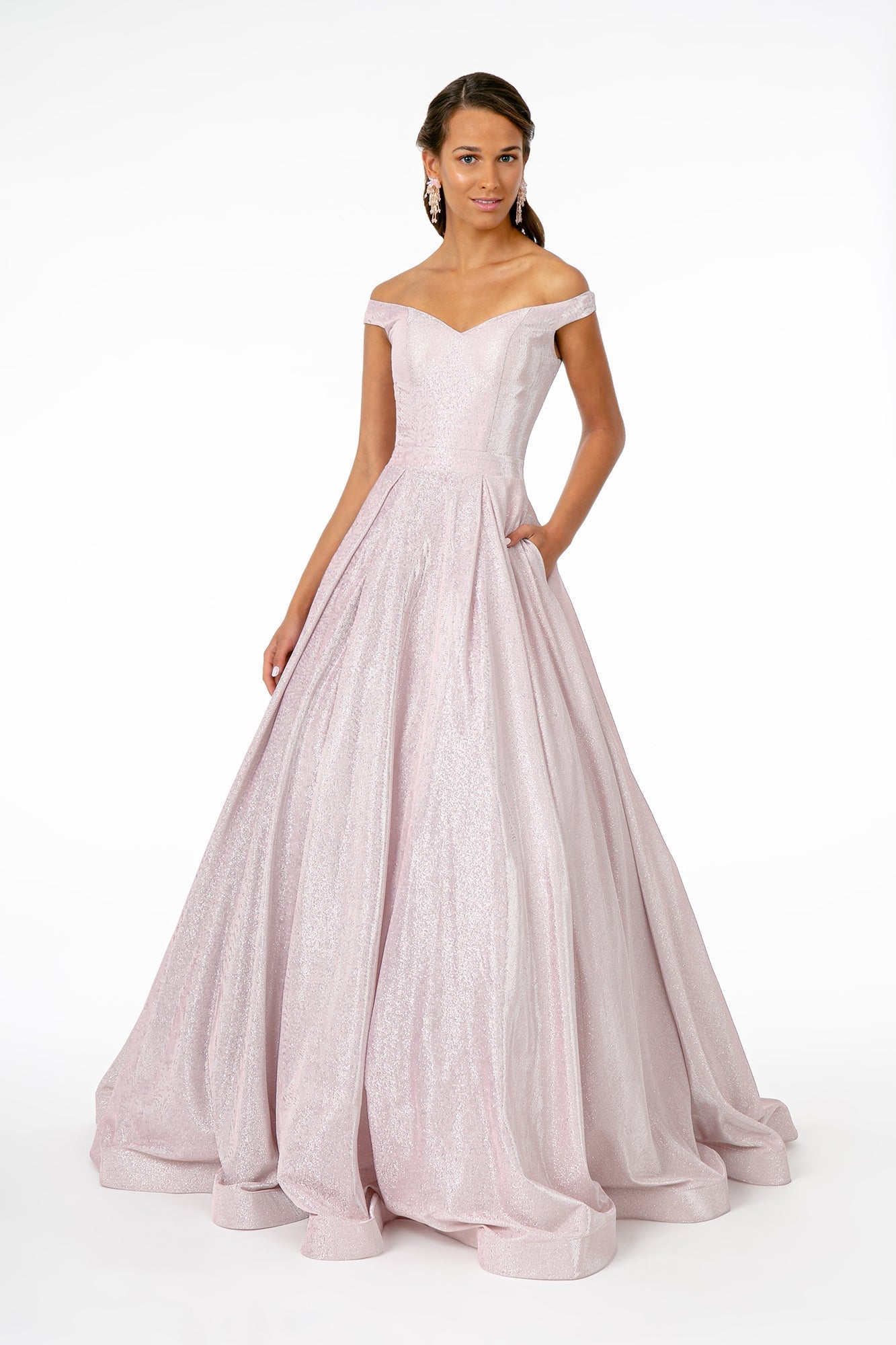 Cut-Away Shoulder Sweetheart Ball Gown GLGL2904 Elsy Style PROM