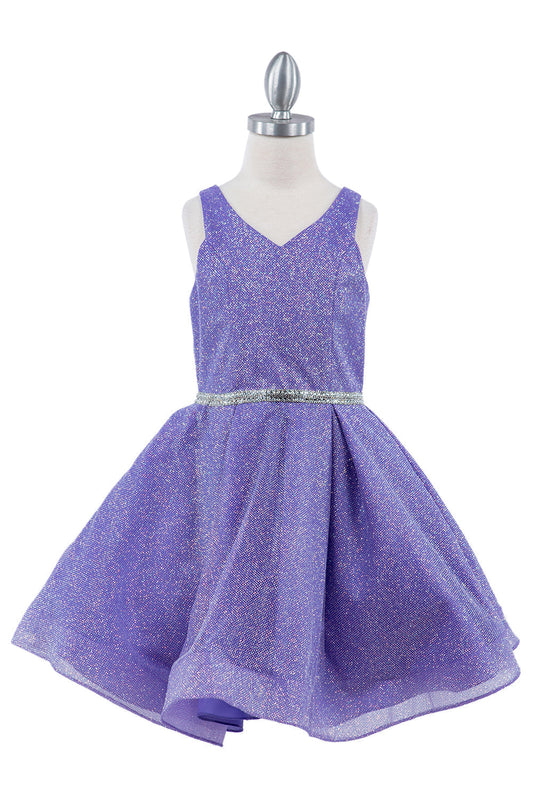 Dazzling Glitter Hard Mesh Belted Short Girl Dress CU8047X Elsy Style Kids Dress