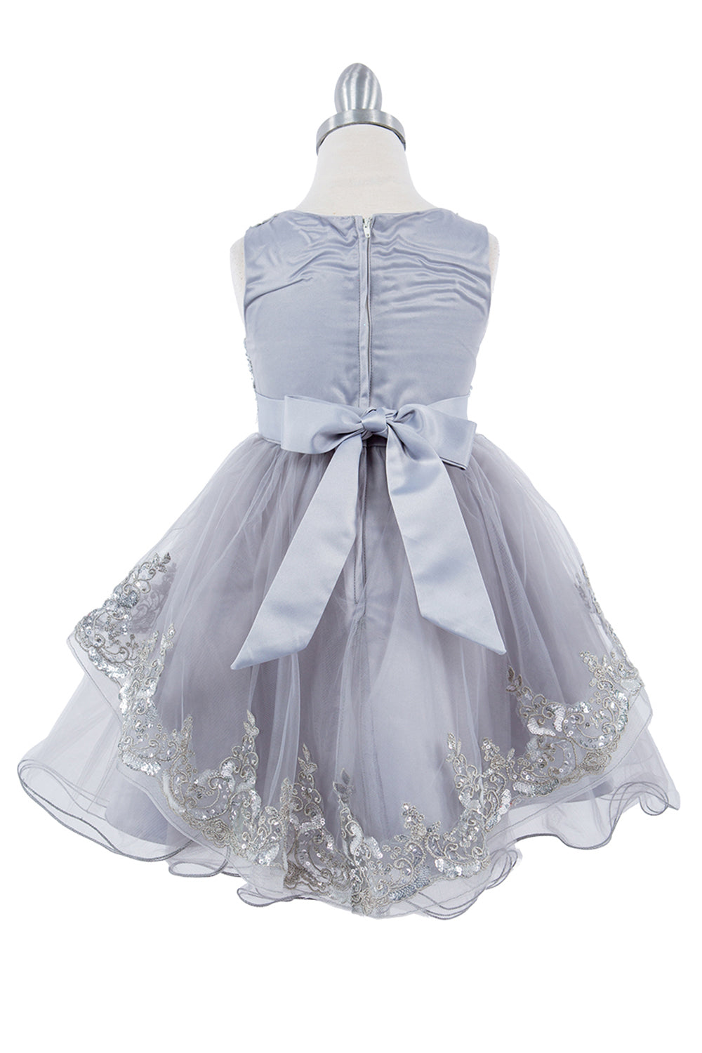 Decorated With Sequin Flowers Elegant Sleeveless Lace Kids Dress CU9132 Elsy Style Ball Gown