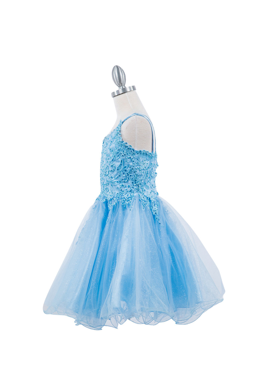 Double Spaghetti Rhinestone Embroidered Tulle Girl Dress CU5125X Elsy Style Kids Dress