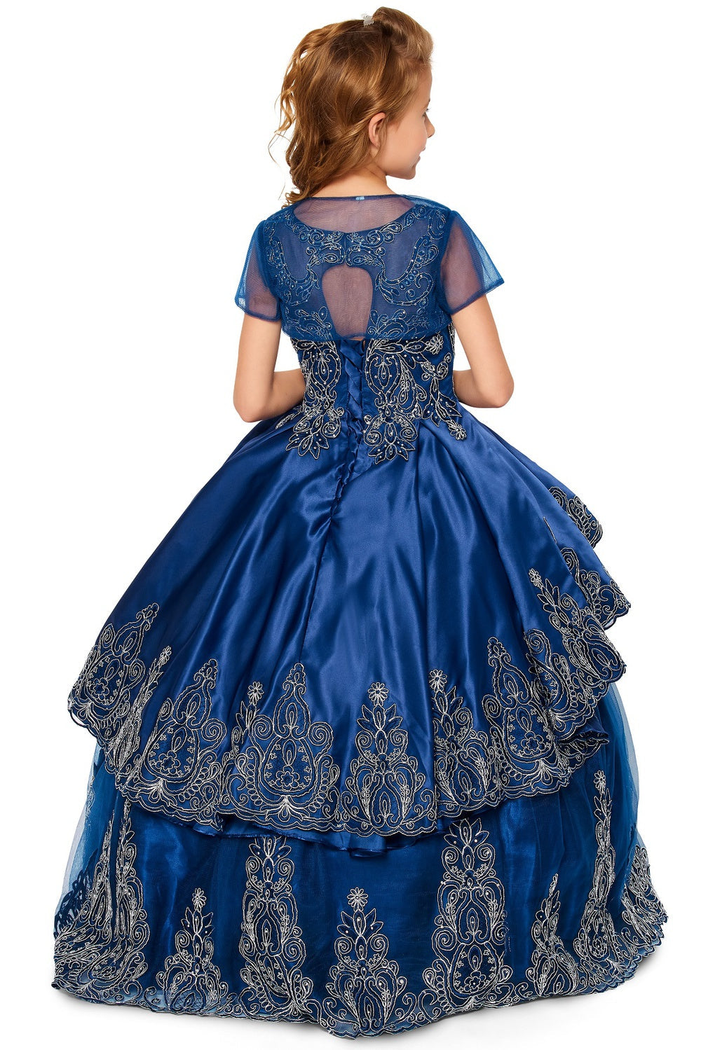Elegant Breathtaking Metallic Coiled Embroidered Stone Quinceanera Kids Dress CU8018 Elsy Style Kids Dress