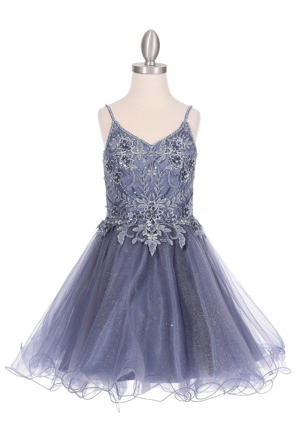 Elegant Illusion Sparkly Tulle A-Line Short Girl Dress CU5112X Elsy Style Kids Dress