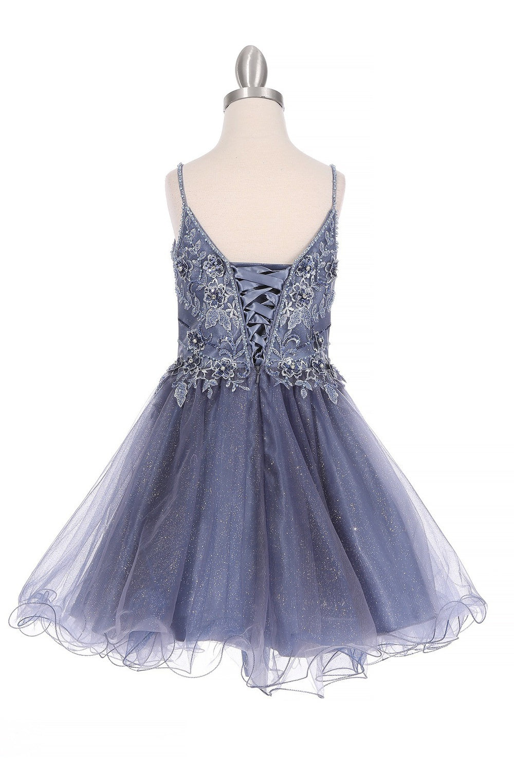 Elegant Illusion Sparkly Tulle A-Line Short Kids Dress CU5112 Elsy Style Kids Dress