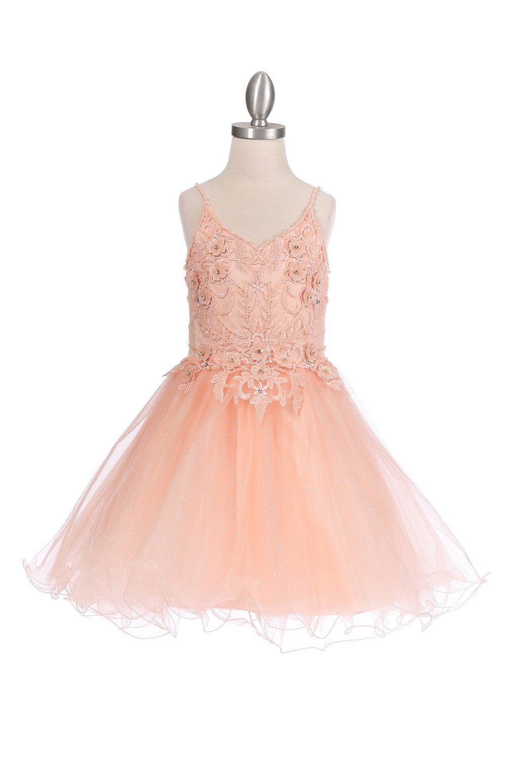 Elegant Illusion Sparkly Tulle A-Line Short Kids Dress CU5112 Elsy Style Kids Dress