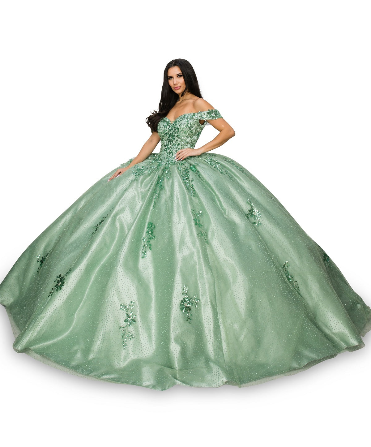 Elegant Lace Off Shoulder Sweetheart Embossed Tulle Satin Quinceanera Dress CU8060J Elsy Style Quinceanera