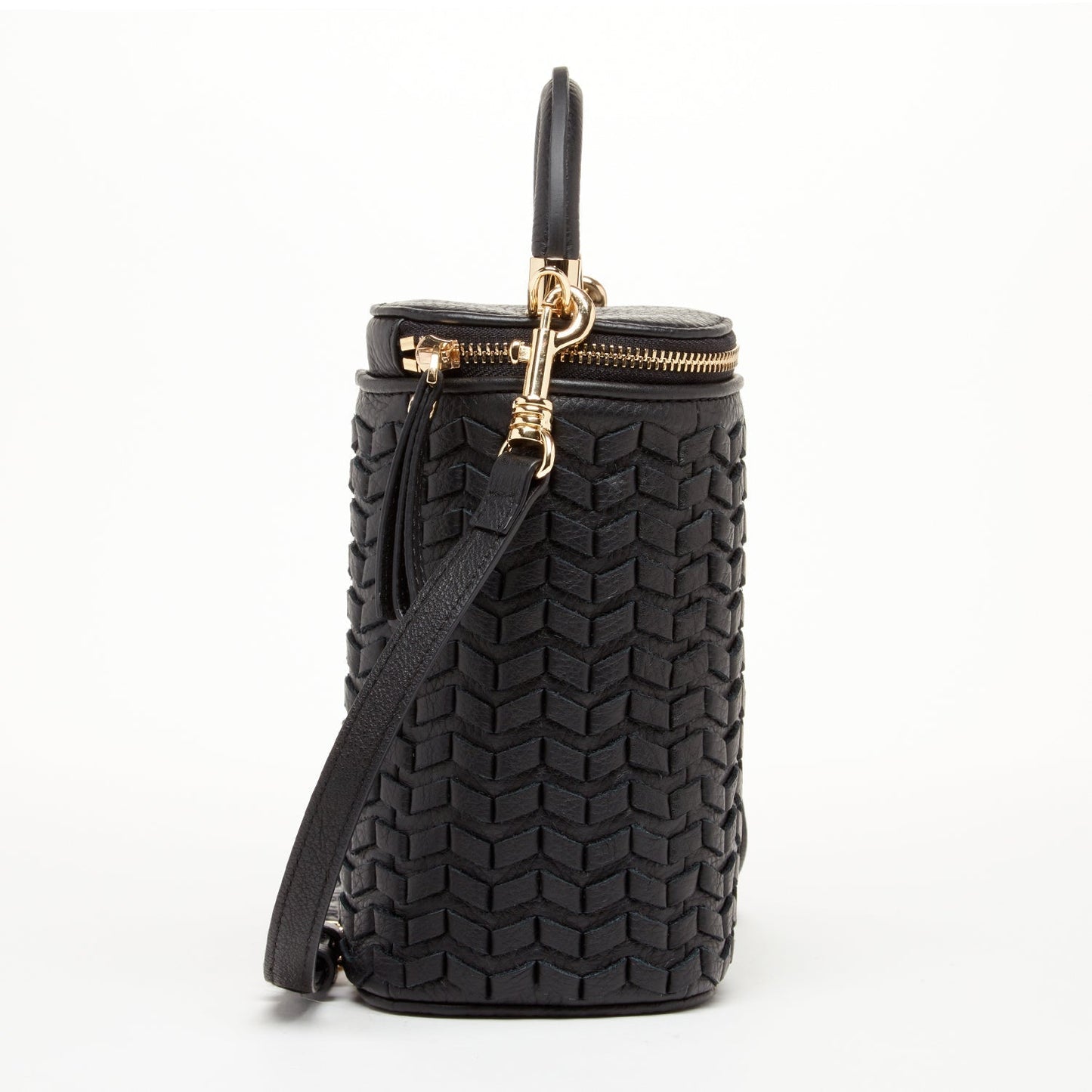 Elsa Small Leather Weave Bucket Bag Black Elsy Style 