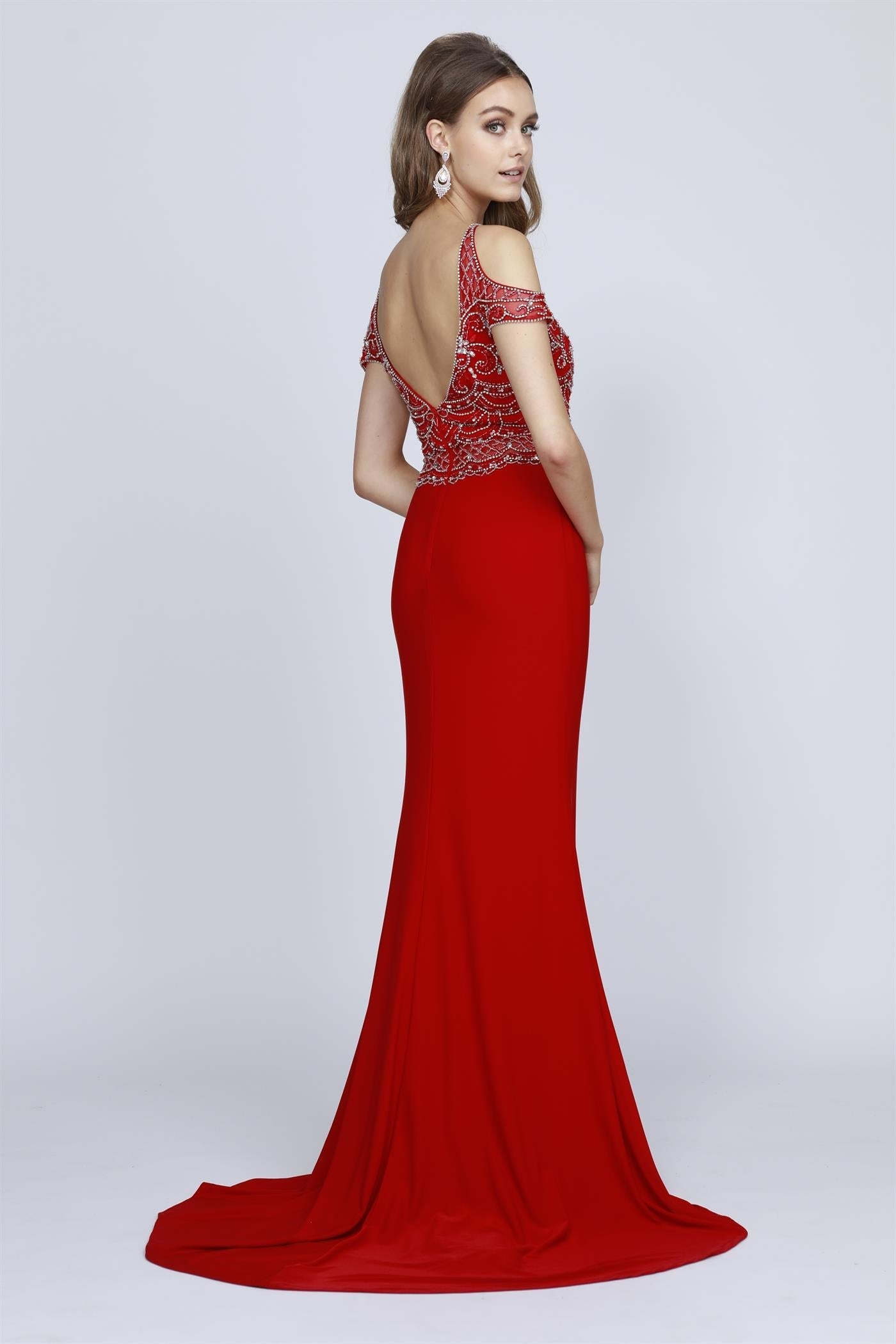 Embellished Bodice Off Shoulder Long Evening & Prom Dress JT660 Elsy Style Prom Dress