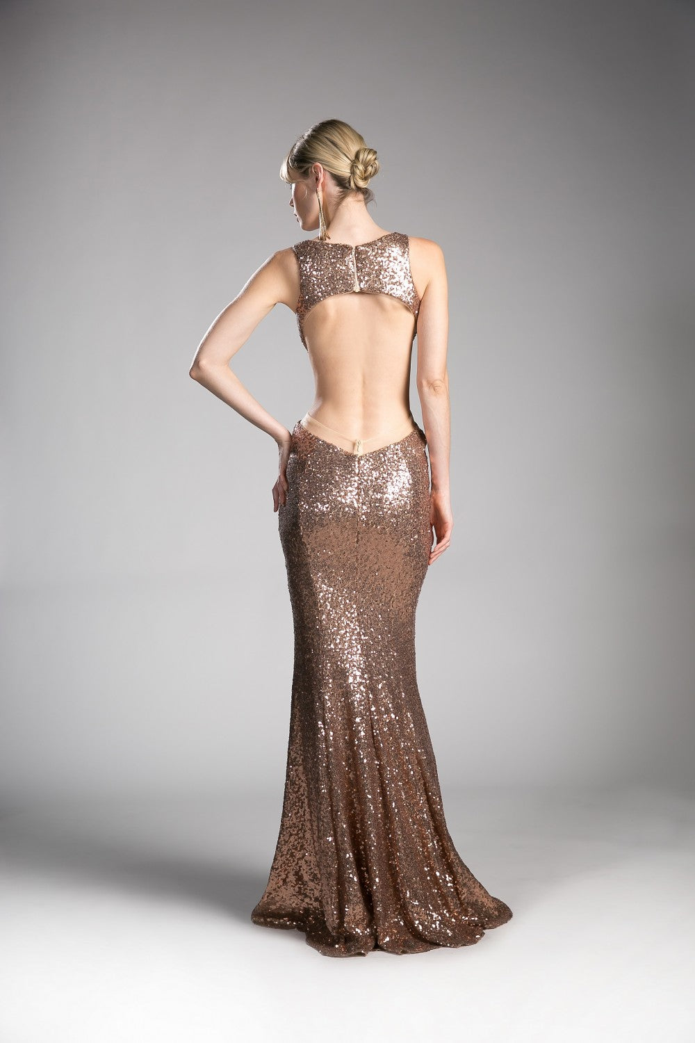 Embroidered Sequin Sheath Open Back Straps Long Evening Dress CDCR815 Elsy Style Prom Dress