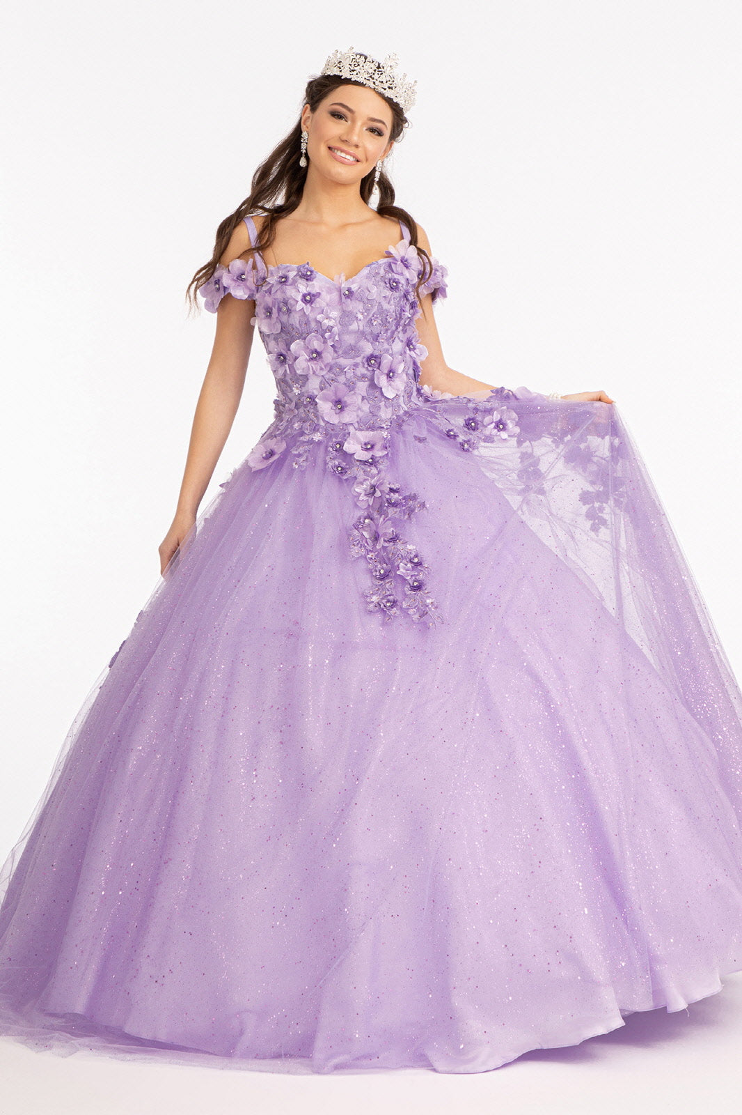 Embroidery and 3D Floral Applique Embellished Sweetheart Quinceanera Dress GLGL1988 Elsy Style QUINCEANERA