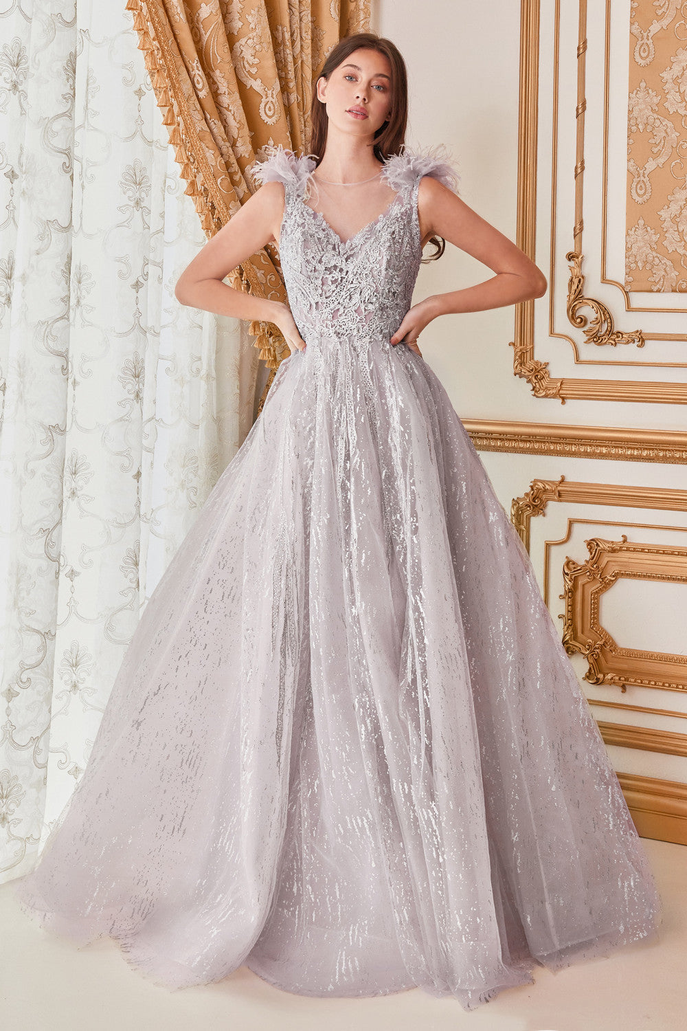FEATHER LAYERED TULLE A-LINE ALB704 Elsy Style All dresses